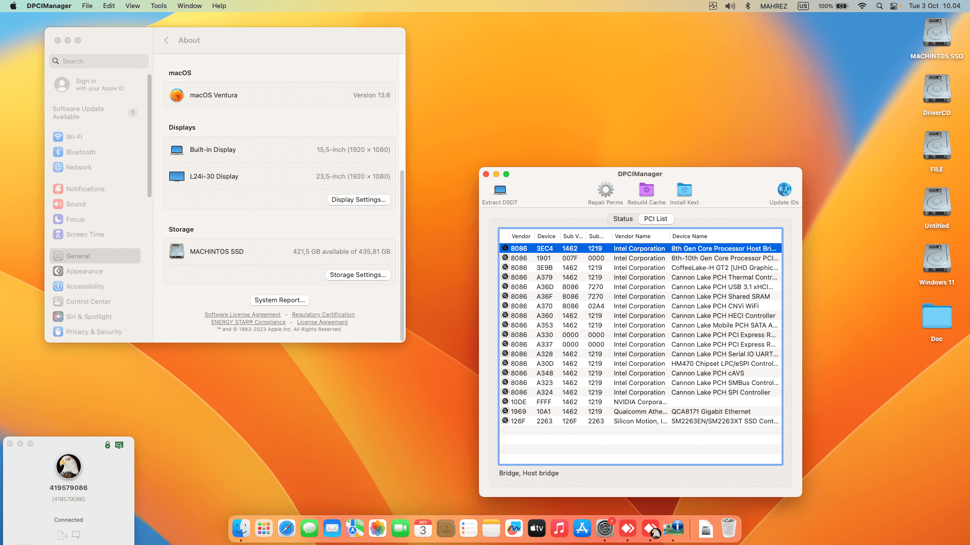 MSI Gaming GL63 8RD 072XKR [CoffeeLake   Intel UHD 630 + PS2 SMBUS]   OpenCore 1
